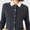 Amour round-neck rib knit cardigan