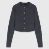Amour round-neck rib knit cardigan