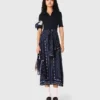 Bandana patterned mixed-material dress