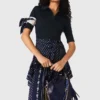 Bandana patterned mixed-material dress