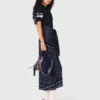 Bandana patterned mixed-material dress