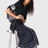 Bandana patterned mixed-material dress