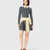 Beaded-collar short knit dress
