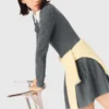 Beaded-collar short knit dress