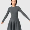 Beaded-collar short knit dress