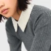 Beaded-collar short knit dress