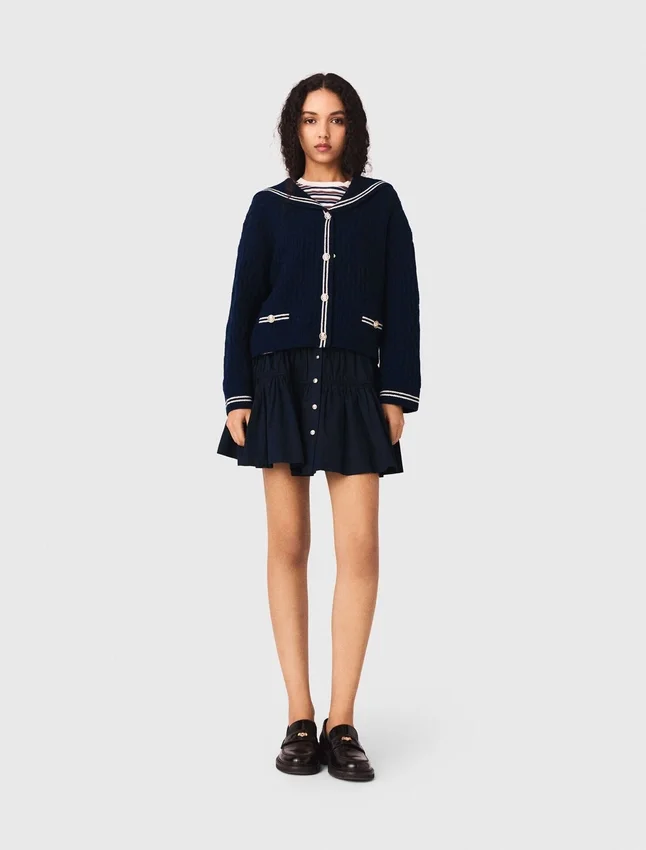 Boat neck cable-knit cardigan Boat neck cable-knit cardigan