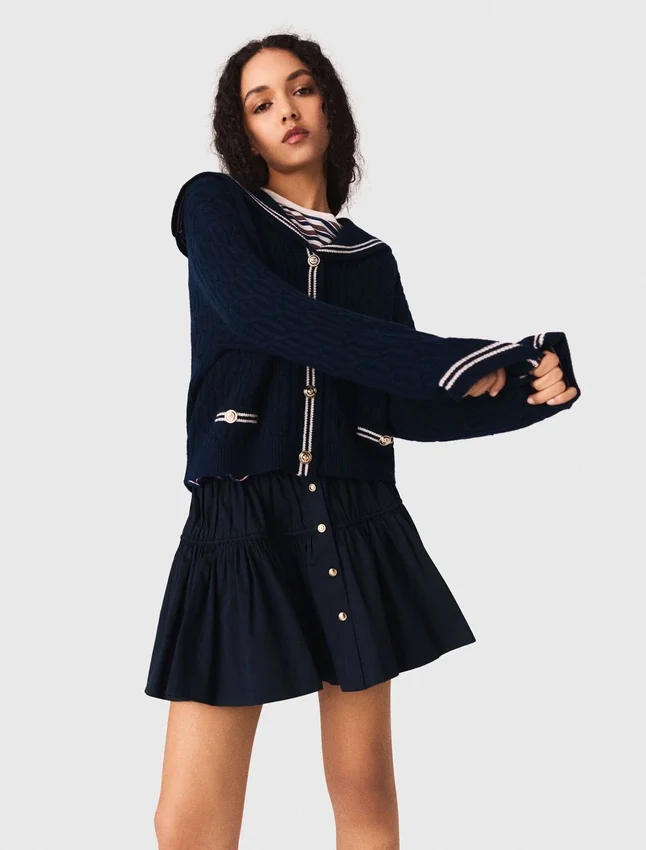 Boat neck cable-knit cardigan Boat neck cable-knit cardigan