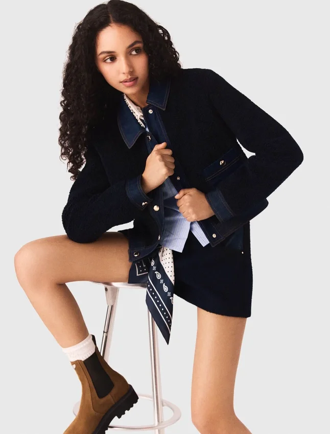 Bouclé and denim jacket Bouclé and denim jacket