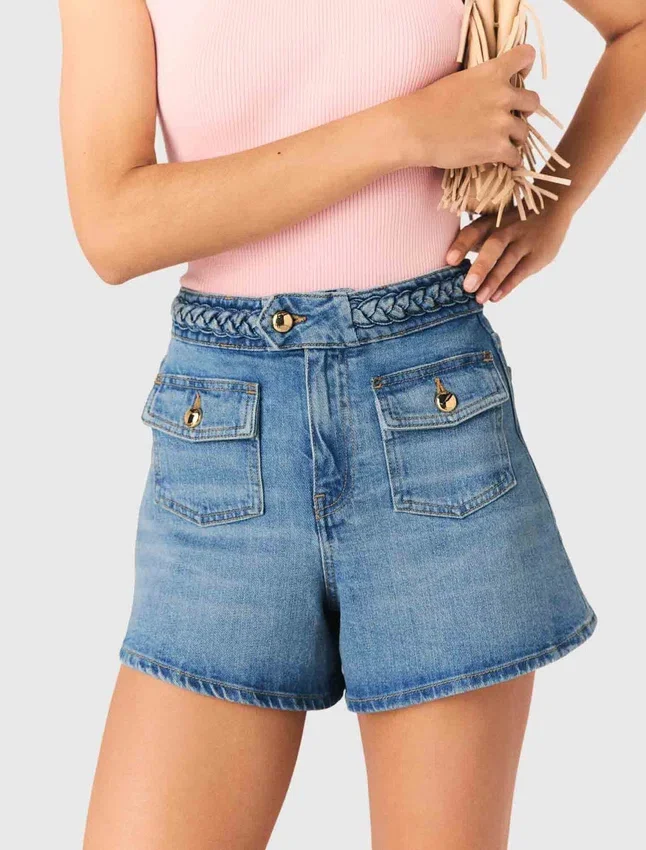 Braided denim shorts Braided denim shorts