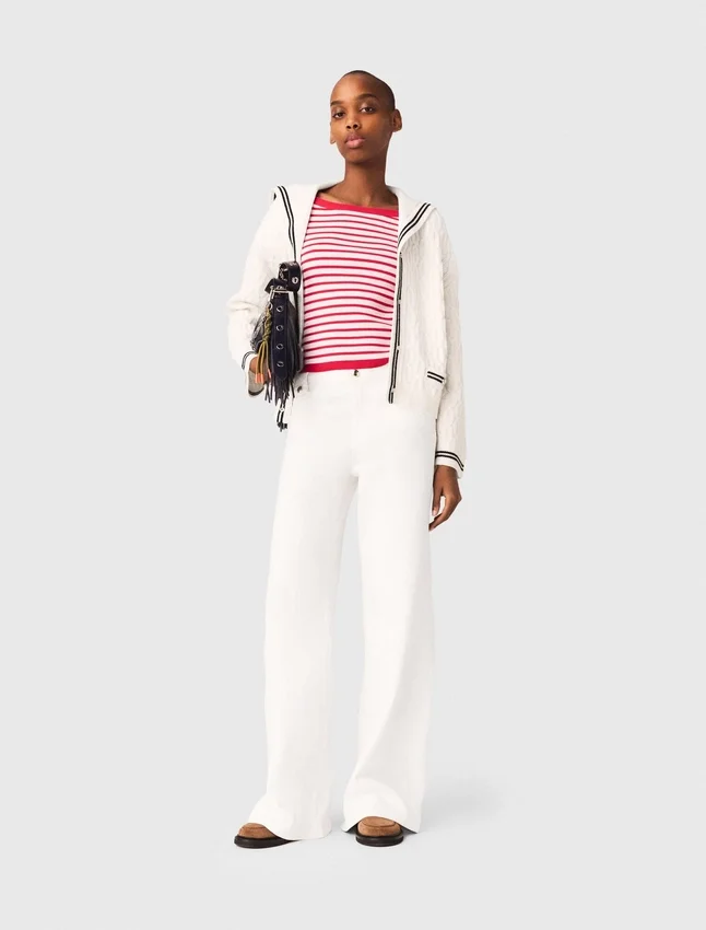 Cable-knit boat neck cardigan Cable-knit boat neck cardigan