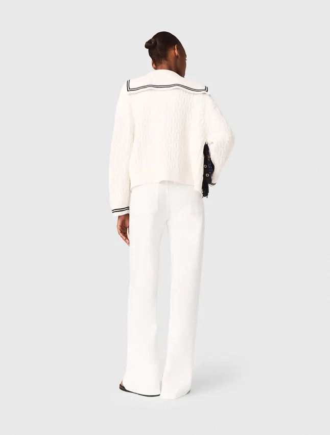 Cable-knit boat neck cardigan Cable-knit boat neck cardigan