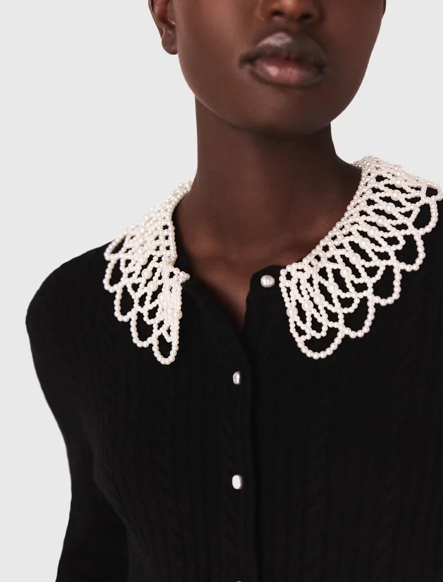 Cardigan with removable beaded collar Cardigan with removable beaded collar