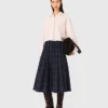 Check skirt with rhinestones