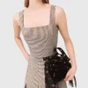 Checked diamanté strappy top Checked diamanté strappy top