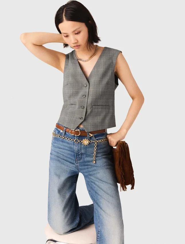 Checked tailored vest Checked tailored vest