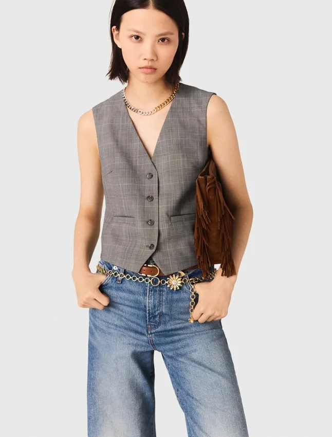 Checked tailored vest Checked tailored vest