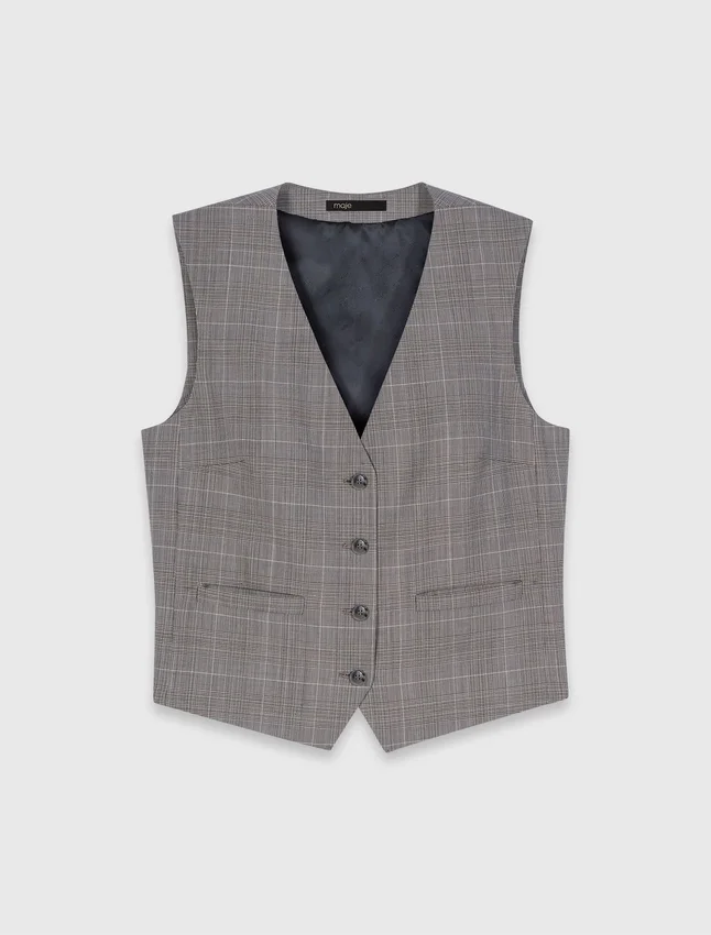 Checked tailored vest Checked tailored vest