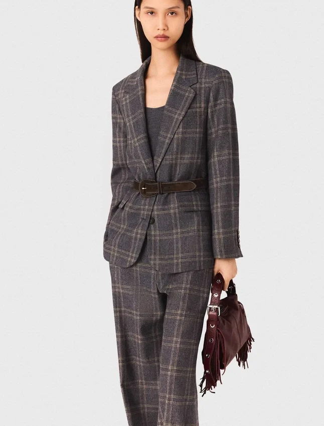 Checkered belted suit jacket Checkered belted suit jacket