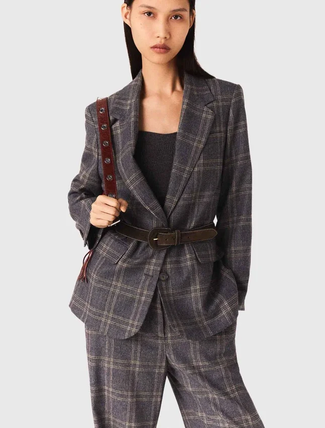 Checkered belted suit jacket Checkered belted suit jacket