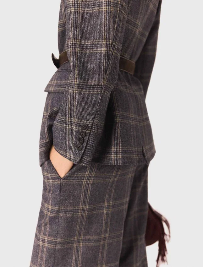 Checkered belted suit jacket Checkered belted suit jacket