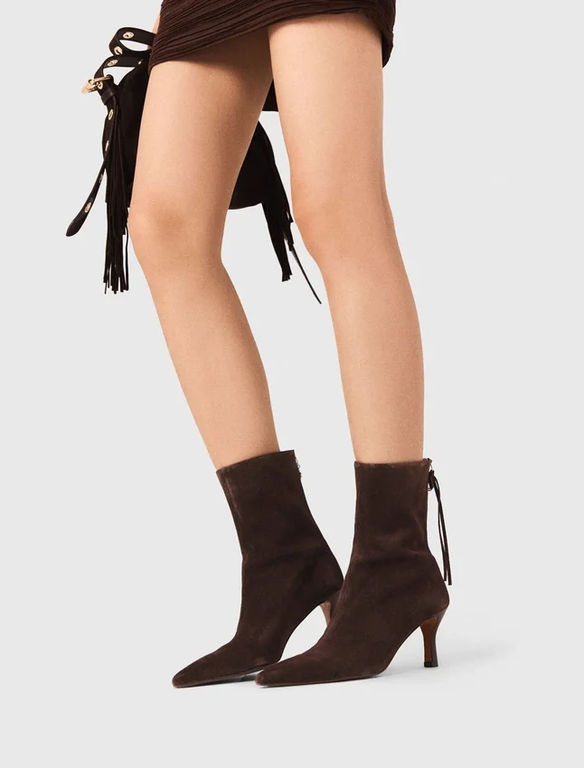 Chocolate Brown zipped suede ankle boots Chocolate Brown zipped suede ankle boots