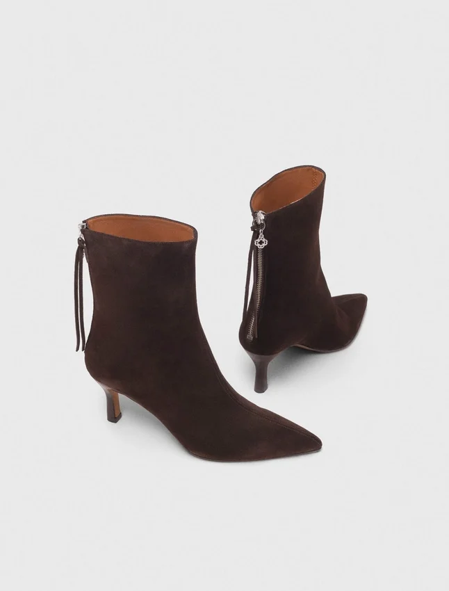 Chocolate Brown zipped suede ankle boots Chocolate Brown zipped suede ankle boots