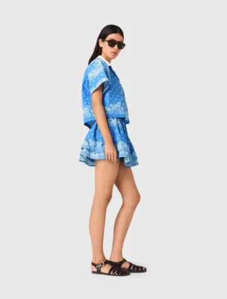 Contrast collar printed shirt