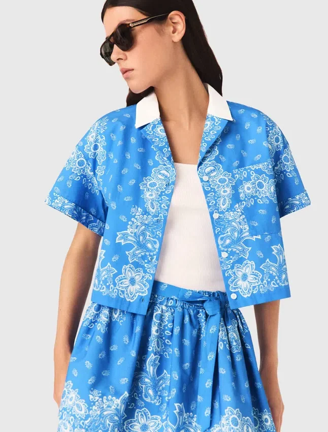 Contrast collar printed shirt Contrast collar printed shirt