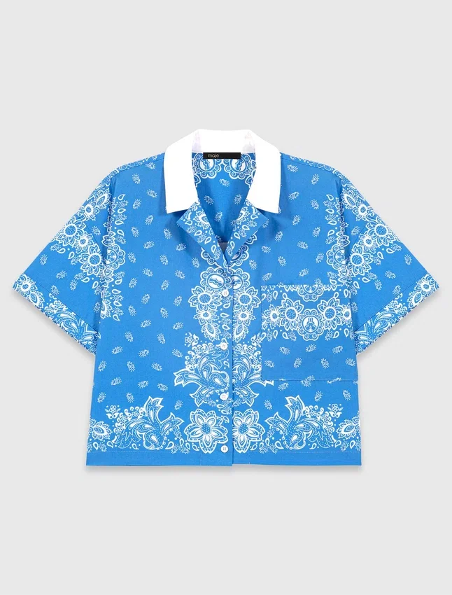 Contrast collar printed shirt Contrast collar printed shirt