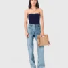 Contrast-knit bustier top Contrast-knit bustier top