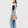 Contrast-knit bustier top Contrast-knit bustier top