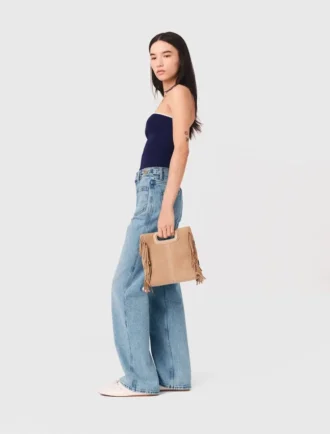 Contrast-knit bustier top