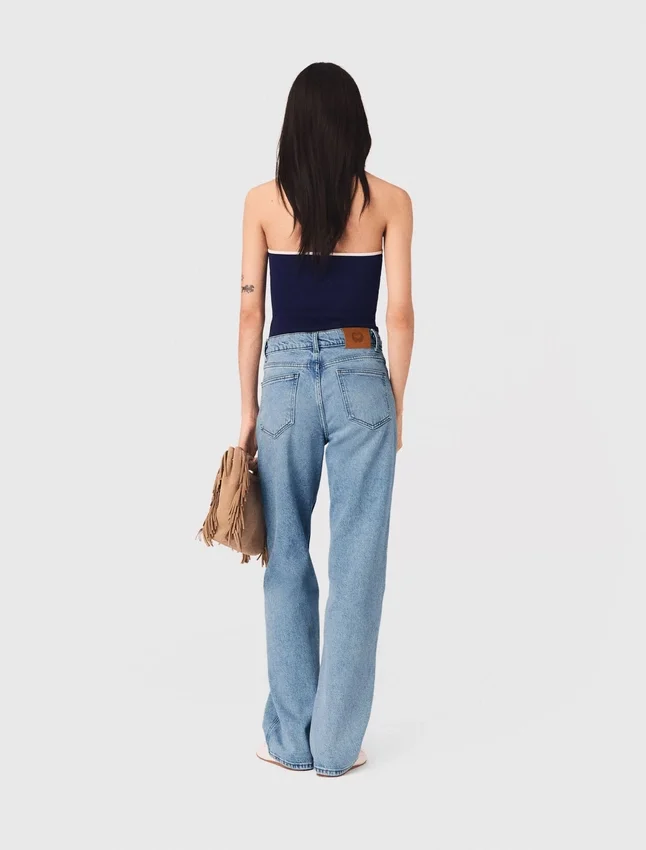 Contrast-knit bustier top Contrast-knit bustier top