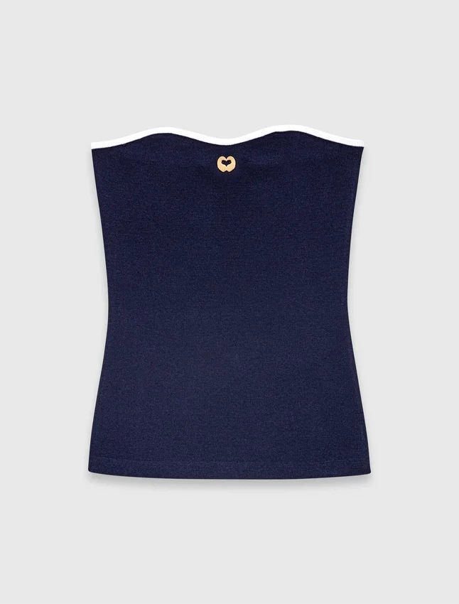 Contrast-knit bustier top Contrast-knit bustier top