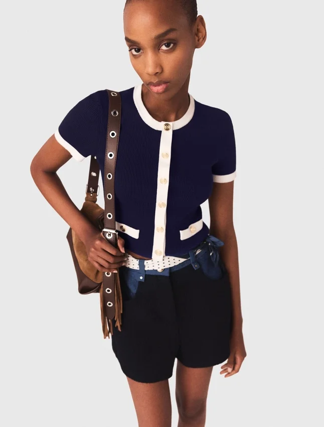 Contrasting cropped cardigan Contrasting cropped cardigan