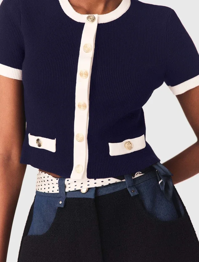 Contrasting cropped cardigan Contrasting cropped cardigan