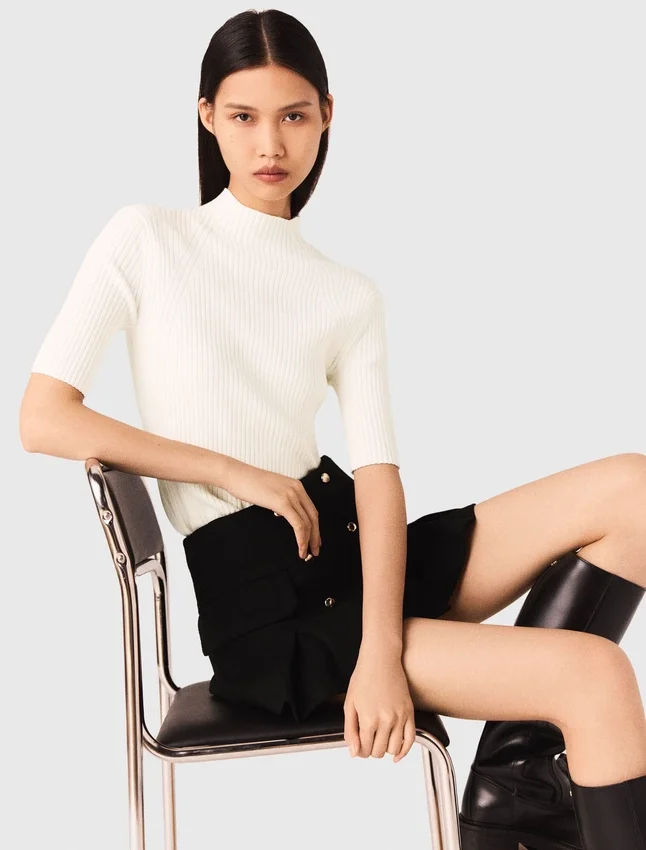 Cotton and silk ribbed top Cotton and silk ribbed top