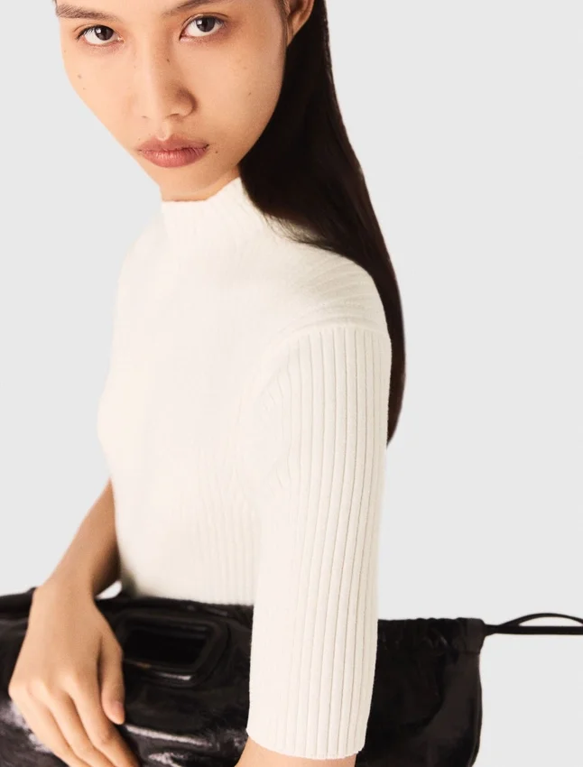 Cotton and silk ribbed top Cotton and silk ribbed top