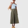 Cotton pleated maxi skirt