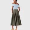 Cotton pleated maxi skirt