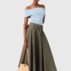Cotton pleated maxi skirt
