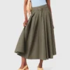 Cotton pleated maxi skirt