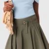 Cotton pleated maxi skirt