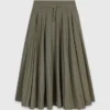 Cotton pleated maxi skirt