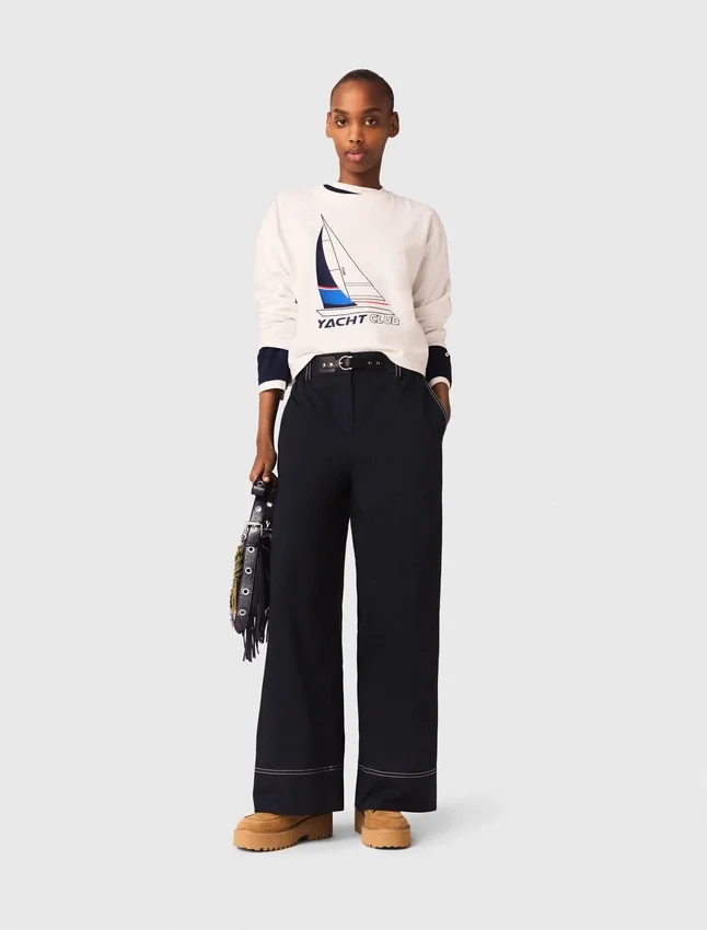 Cotton trousers with leather belt Cotton trousers with leather belt