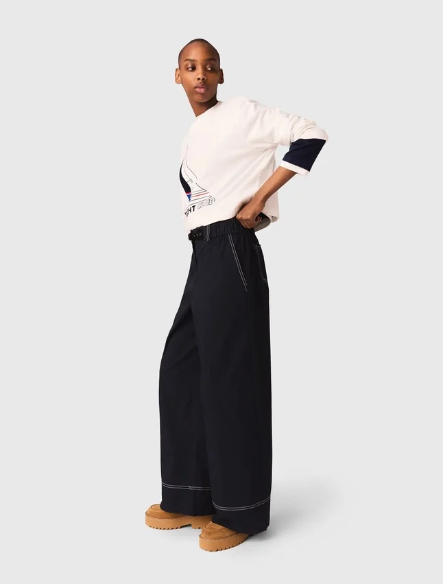 Cotton trousers with leather belt Cotton trousers with leather belt