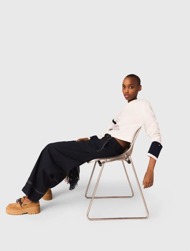 Cotton trousers with leather belt Cotton trousers with leather belt