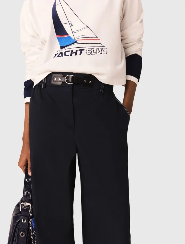 Cotton trousers with leather belt Cotton trousers with leather belt