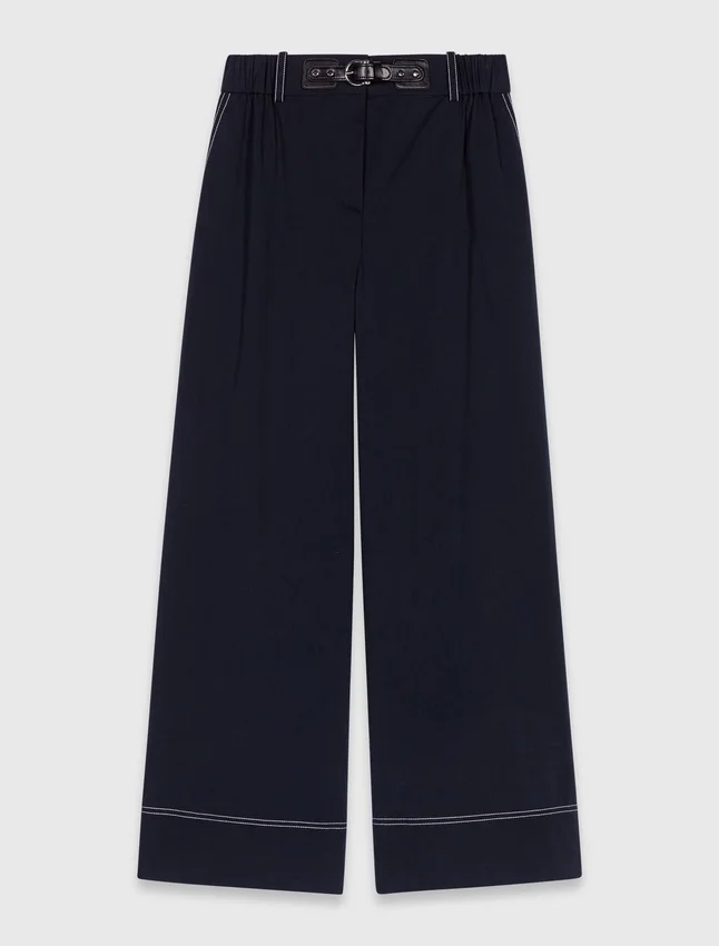 Cotton trousers with leather belt Cotton trousers with leather belt